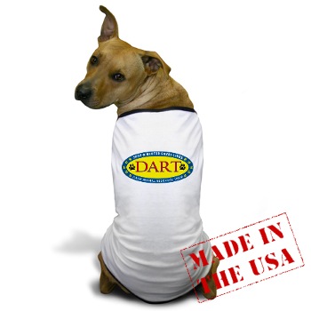 dog t-shirt with dart logo